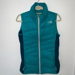 NORTH FACE Medium puffy stretch teal blue vest